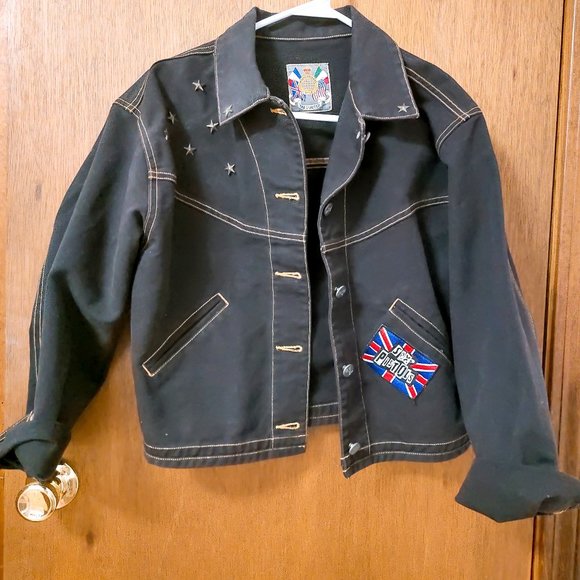 Sex Pistols Denim Jean Jacket Star Studded Embroidered Vintage The Limited - Picture 1 of 5